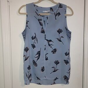 C & E Blue Floral Sleeveless Top